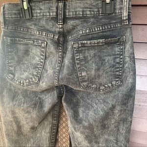 7FAM Black Acid Wash Distressed Skinny Jeans